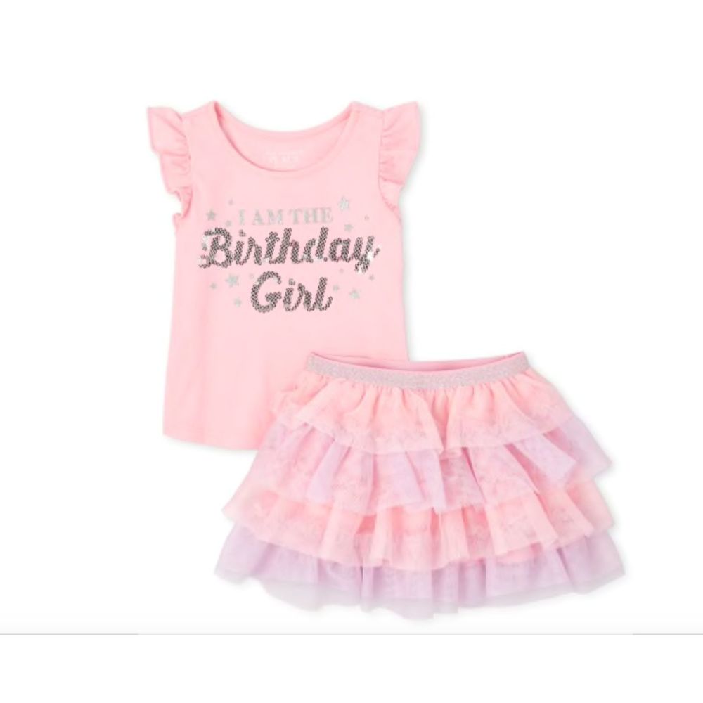 Embellished Birthday Girl Outfit Set - 3T